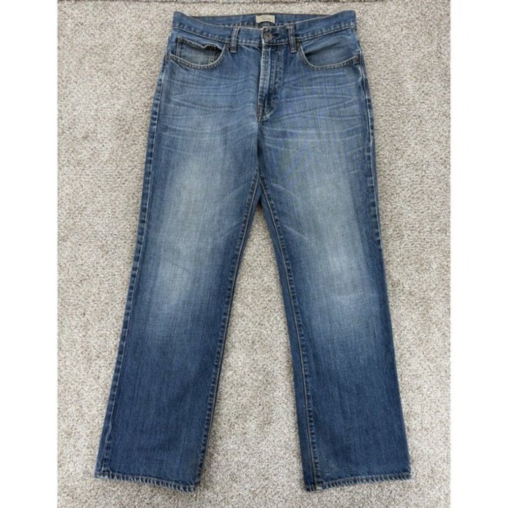 Vintage GAP Jeans Mens 32x32 Blue Straight Wide Leg Whiskered Medium Wash Y2K